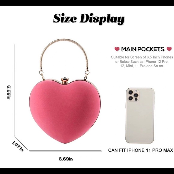 Pink Heart shaped Purse handbag - Picture 6 of 16